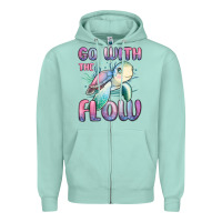 Seafoam go with flow turtle Zipper Hoodie - MaliasSmallBusiness