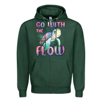 Sports Green go with flow turtle Zipper Hoodie - MaliasSmallBusiness