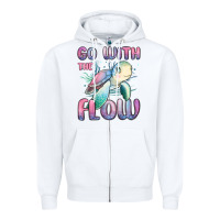 White go with flow turtle Zipper Hoodie - MaliasSmallBusiness