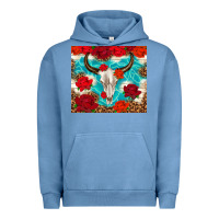 Pigment Pebble Blue bull skull rose Urban Hoodie - TumblerDesignByShophia