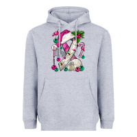 Heather Grey Pink Christmas Breast Cancer Ribbon Volleyball Heavyweight Hoodie - BundleAndBundleShop