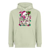 Matcha Pink Christmas Breast Cancer Ribbon Volleyball Heavyweight Hoodie - BundleAndBundleShop