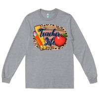 Heather Grey teacher life background 3200x2400 Long Sleeve Tee - AdoDesignShop