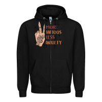 Black more tattoos less anxiety Zipper Hoodie - MaliasSmallBusiness
