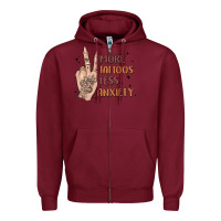 Burgundy more tattoos less anxiety Zipper Hoodie - MaliasSmallBusiness