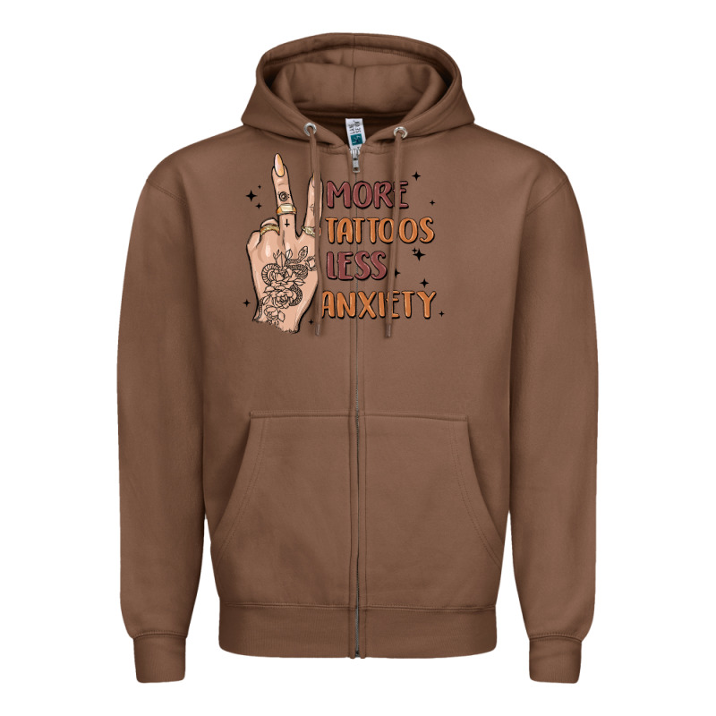 More Tattoos Less Anxiety Zipper Hoodie by MaliasSmallBusiness | Teevron