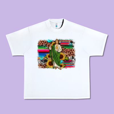San Judas Leopard Cowhide Sunflower Background Urban Heavy Tee Designed By Jahusdesignshop