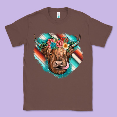 Highland Cow Serape Classic Tee Designed By Jahusdesignshop