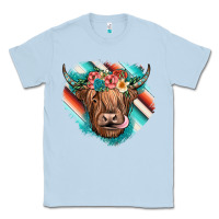 Dusty Blue highland cow serape Classic Tee - JahusDesignShop