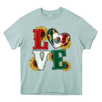 Mexican Flag With Sunflowers Love Heavy Core Tee | Teevron