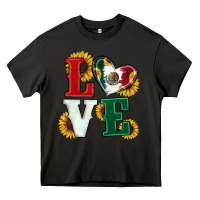 Asphalt Mexican Flag With Sunflowers Love Heavy Core Tee - RanaPortraitStore