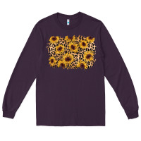 Plum sunflower leopard background Long Sleeve Tee - AdoDesignShop