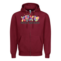Burgundy autism awareness Zipper Hoodie - MaliasSmallBusiness