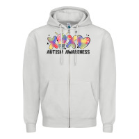Dove Grey autism awareness Zipper Hoodie - MaliasSmallBusiness