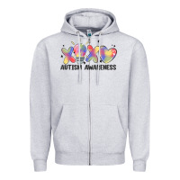 Heather Grey autism awareness Zipper Hoodie - MaliasSmallBusiness