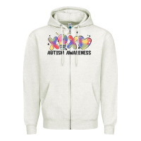 Oatmeal Heather autism awareness Zipper Hoodie - MaliasSmallBusiness