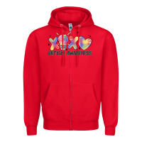 Red autism awareness Zipper Hoodie - MaliasSmallBusiness