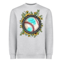 Heather Grey baseball gemstone sunflower Heavyweight Sweatshirt - JahusDesignShop