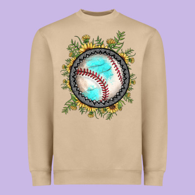 Baseball Gemstone Sunflower Heavyweight Sweatshirt Designed By Jahusdesignshop