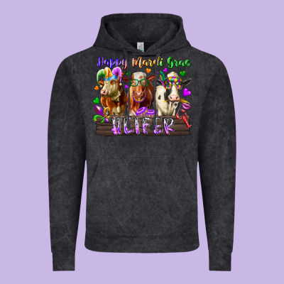 Happy Mardi Gras Heifer Vintage Hoodie Designed By Racoondesign