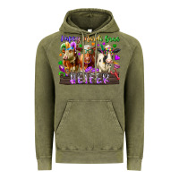 Vintage Olive happy mardi gras heifer Vintage Hoodie - RacoonDesign