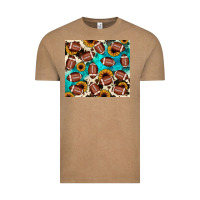 Vintage Coffee football turquoise sunflower Vintage Tee - JahusDesignShop