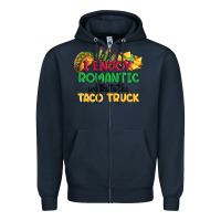 Navy i enjoy romantic walks to the taco truck Zipper Hoodie - MaliasSmallBusiness