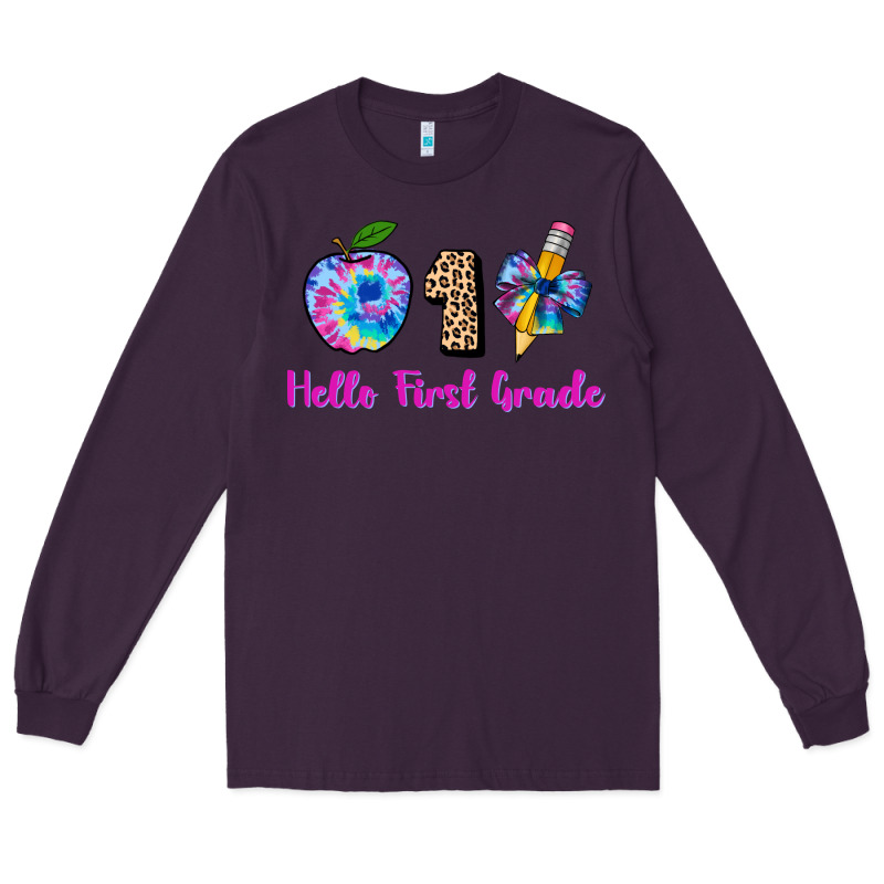 Hello First Grade Tie Dye 3200x2400 Long Sleeve Tee by AdoDesignShop | Teevron
