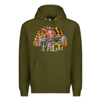Army Green Fall Scene Pumpkin Watercolor Pig Wagon Serape Cheetah Premium Hoodie - Bettercallsaul
