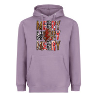 Lavender Merry Merry Merry Christmas Lightning Bolt Heavyweight Hoodie - BundleAndBundleShop