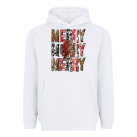 White Merry Merry Merry Christmas Lightning Bolt Heavyweight Hoodie - BundleAndBundleShop