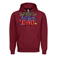 Burgundy proud autism dad Zipper Hoodie - MaliasSmallBusiness
