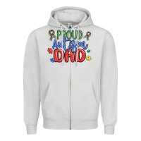 Dove Grey proud autism dad Zipper Hoodie - MaliasSmallBusiness