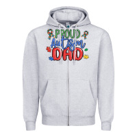 Heather Grey proud autism dad Zipper Hoodie - MaliasSmallBusiness