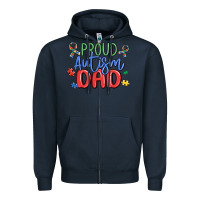 Navy proud autism dad Zipper Hoodie - MaliasSmallBusiness