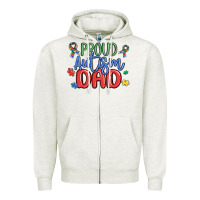 Oatmeal Heather proud autism dad Zipper Hoodie - MaliasSmallBusiness