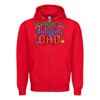 Red proud autism dad Zipper Hoodie - MaliasSmallBusiness