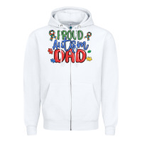 White proud autism dad Zipper Hoodie - MaliasSmallBusiness