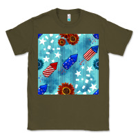 Army Green patriotic fireworks and sunflower Classic Tee - BundleAndBundleShop