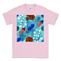 Bubblegum Pink patriotic fireworks and sunflower Classic Tee - BundleAndBundleShop