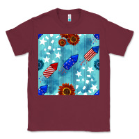 Burgundy patriotic fireworks and sunflower Classic Tee - BundleAndBundleShop