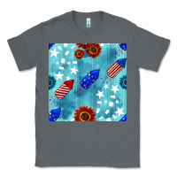 Charcoal Heather patriotic fireworks and sunflower Classic Tee - BundleAndBundleShop