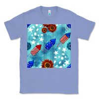 Colony Blue patriotic fireworks and sunflower Classic Tee - BundleAndBundleShop