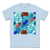 Dusty Blue patriotic fireworks and sunflower Classic Tee - BundleAndBundleShop