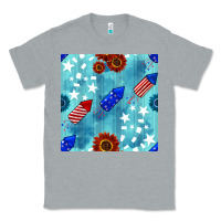 Heather Grey patriotic fireworks and sunflower Classic Tee - BundleAndBundleShop