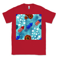 Red patriotic fireworks and sunflower Classic Tee - BundleAndBundleShop