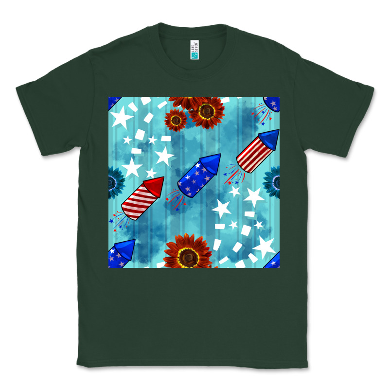 Patriotic Fireworks And Sunflower Classic Tee by BundleAndBundleShop | Teevron
