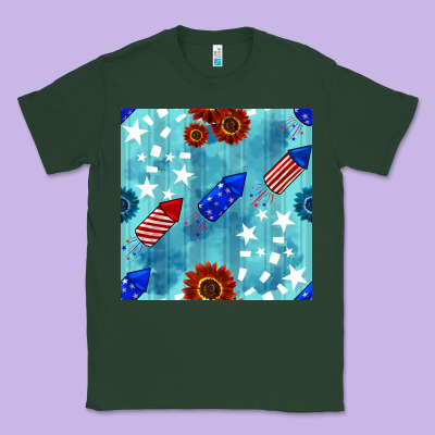 Patriotic Fireworks And Sunflower Classic Tee Designed By Bundleandbundleshop