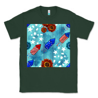 Sports Green patriotic fireworks and sunflower Classic Tee - BundleAndBundleShop