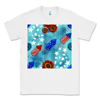 White patriotic fireworks and sunflower Classic Tee - BundleAndBundleShop